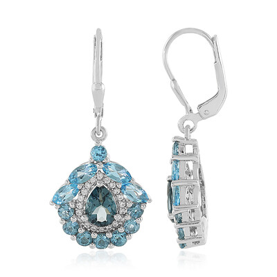 Pendientes en plata con Topacio azul de Londres