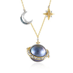 Collar en plata con Perla Mabe de pavo rea (Gems en Vogue)
