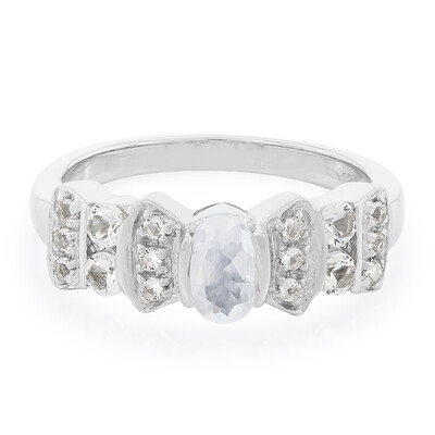 Anillo en plata con Piedra de Luna arcoíris