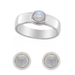 Anillo en plata con Piedra de Luna arcoíris