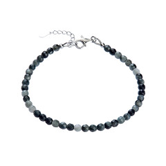 Brazalete en plata con Cuarzo ojos de tigre antracita