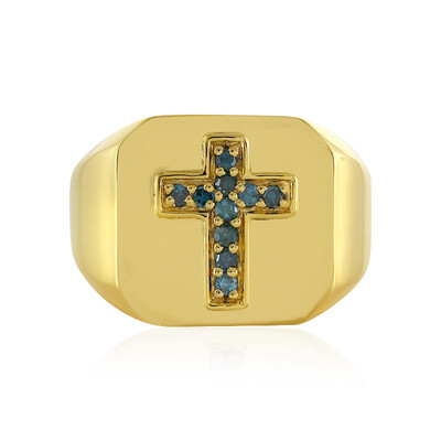 Anillo en plata con Diamante azul I4
