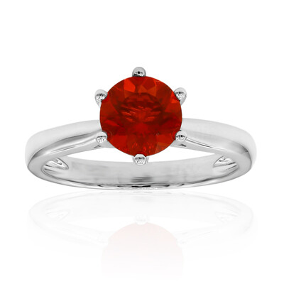 Anillo en platino con Ópalo de fuego de México