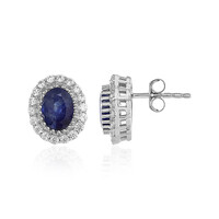 Pendientes en plata con Zafiro azul de Madagascar