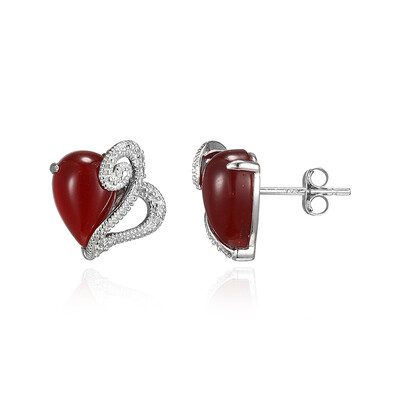 Pendientes en plata con Ágata roja