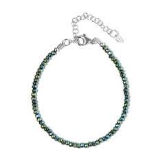 Brazalete en plata con Hematitas verdes místicas