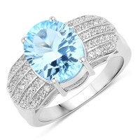 Anillo en plata con Topacio azul cielo