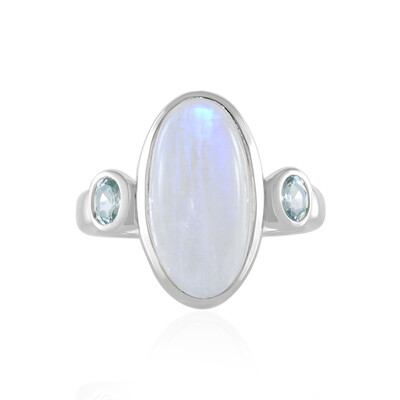 Anillo en plata con Piedra de luna azul (KM by Juwelo)