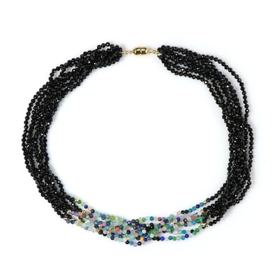 Collar en plata con Espinela negra (Riya)