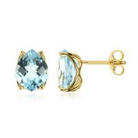 Pendientes en oro con Topacio azul cielo