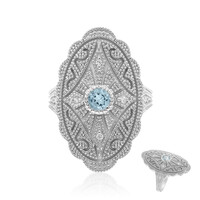 Anillo en plata con Topacio azul cielo