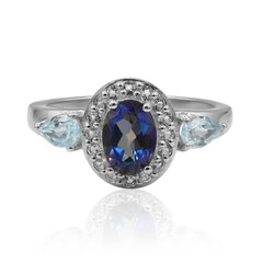 Anillo en plata con Topacio Místico azul
