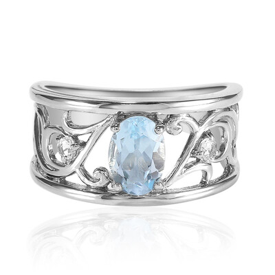 Anillo en plata con Topacio azul cielo