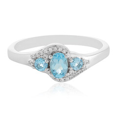 Anillo en plata con Topacio azul suizo