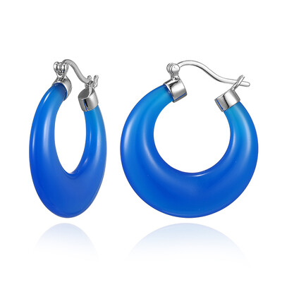 Pendientes en plata con Ágata azul