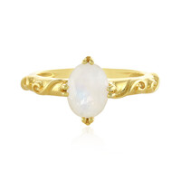 Anillo en plata con Piedra de Luna arcoíris