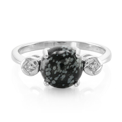 Anillo en plata con Obsidiana Copo de Nieve