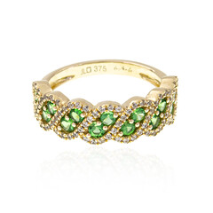 Anillo en oro con Tsavorita de Tanzania AAA (de Melo)