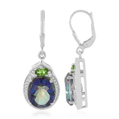 Pendientes en plata con Cuarzo Místico azul