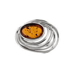 Anillo en plata con Ámbar báltico