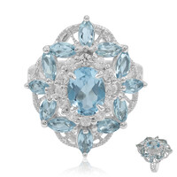 Anillo en plata con Topacio azul cielo
