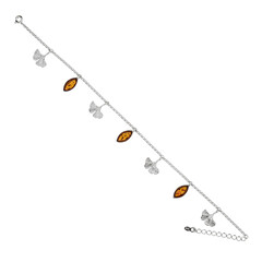Brazalete en plata con Ámbar báltico
