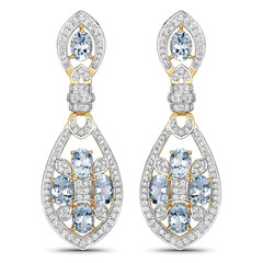 Pendientes en oro con Aguamarina (SUHANA)