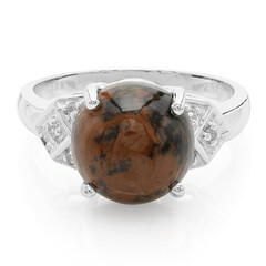 Anillo en plata con Obsidiana caoba