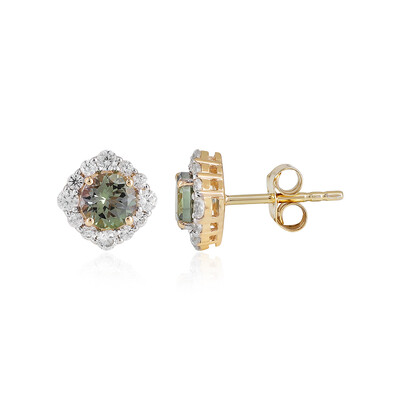 Pendientes en oro con Tanzanita verde