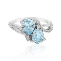 Anillo en plata con Topacio azul cielo
