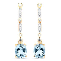 Pendientes en oro con AAA Aguamarina