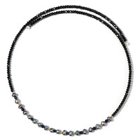 Collar al cuello en acero con Perla freshwater negra (Riya)
