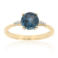 Anillo en oro con Topacio azul de Londres