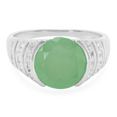 Anillo en plata con Calcedonia verde