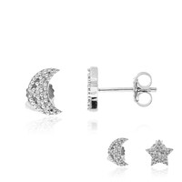 Pendientes en plata con Diamante sal y pimienta