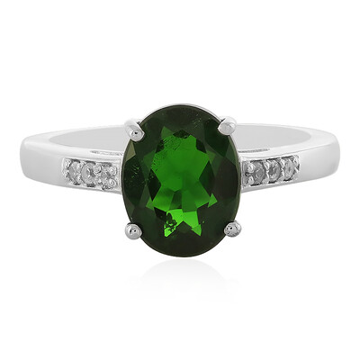 Anillo en plata con Diópsido de Rusia