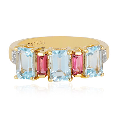Anillo en plata con Topacio azul cielo