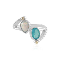 Anillo en plata con Ópalo azul de Etiopía (Granulieren)