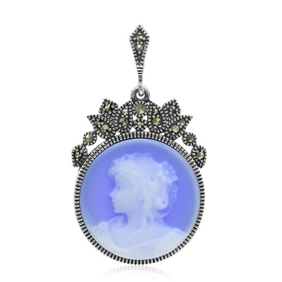 Colgante en plata con Ágata de lazo azul