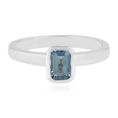 Anillo en plata con Topacio azul de Londres