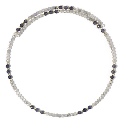Collar al cuello en acero con Iolita de Madagascar (Riya)