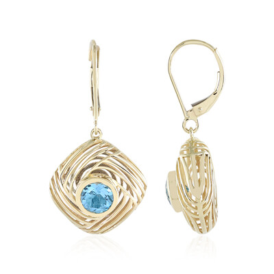 Pendientes en oro con Topacio azul suizo (Ornaments by de Melo)