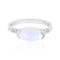Anillo en plata con Piedra de Luna arcoíris