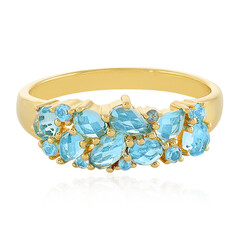 Anillo en plata con Topacio azul suizo