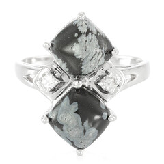 Anillo en plata con Obsidiana Copo de Nieve