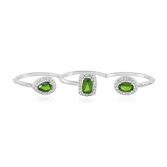Anillo en plata con Diópsido de Rusia (de Melo)