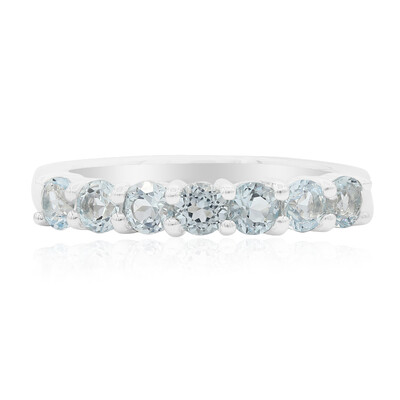 Anillo en plata con Topacio azul cielo