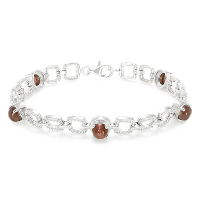 Brazalete en plata con Escapolita ojo de gato