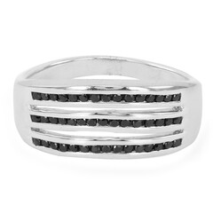 Anillo en plata con Espinela negra