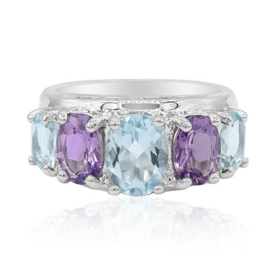 Anillo en plata con Topacio azul cielo